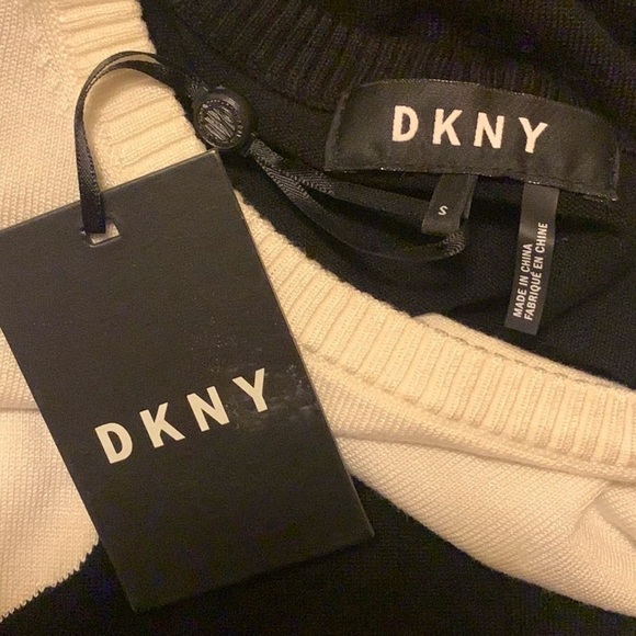 NWT $139 DKNY Donna Karan Black/Cream Sweater Dress Long Sleeve Sz S - Picture 10 of 12